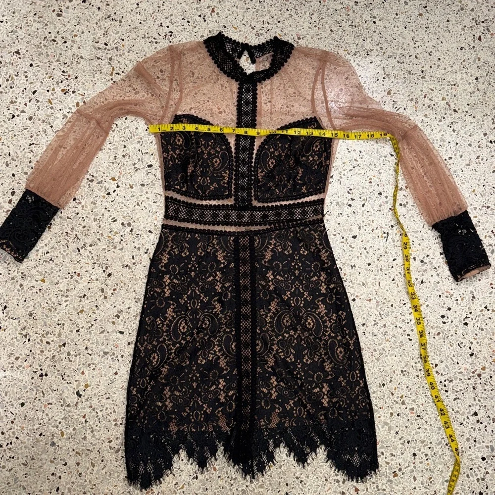 For Love & Lemons black Vivian nude lace mini dress small s revolve - Picture 5 of 8